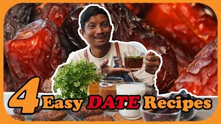 4 easy date recipes: Nabeez Drink, Date “Sugar Syrup”, Sticky Date Cookies and Rice Milk with Dates!