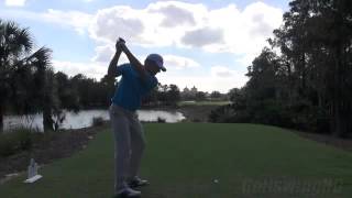 JUSTIN LEONARD   GOLF SWING DRIVER DOWN THE LINE REGULAR SPEED & SLOW MOTION   1080p HD