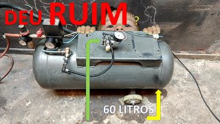 como montar um mini compressor 12v automotivo, cilindro de 60 litros, ´´deu ruim´´( entretenimento)