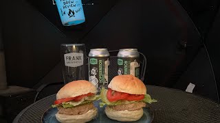 Hopservation Double IPA and Ground Turkey Burgers cooked over the Wood Stove