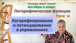 Логарифмирование и потенцирование в упражнениях. Алгебра 11 класс