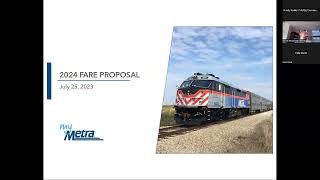 Metra's 2024 Fare Proposal Virtual Open House  |  July 25, 2023