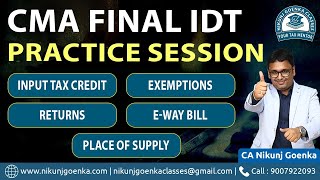 CMA Final Indirect Tax Practice Session 2 | June 2024 Exams | CA Nikunj Goenka