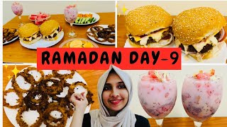 🌙RAMADAN ~ 9❤️/നോമ്പ് തുറ |chicken Burger🍔 & Onion rings #muscat #ramadan #iftar