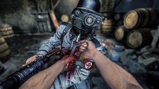 WOLFENSTEIN THE OLD BLOOD - Stealth & Pipe Kills Über Gameplay (Prison & Docks) No HUD