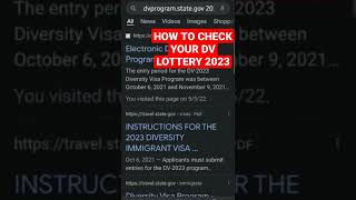 HOW TO CHECK YOUR #2023  DIVERSITY #VISA #dv #travel #usa #immigration