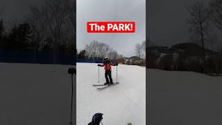 Skiing the terrain park!