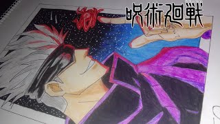 How to draw GOJO SATURO for beginners -step by step - Tutorial (JUJUTSU KAISEN)