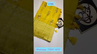 V798 : Pure beneras moonga kanchi big  border  designer sarees exclusive collection