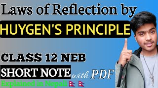 Laws of Reflection by Huygens Principle in Nepali 🇳🇵 | Huygens principle Class 12 Physics NEB