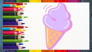 drawing and coloring Ice cream cone - how to draw Ice cream