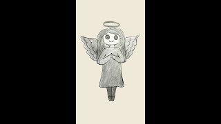 Super cute little angel girl drawing #shorts #howtodrawgirl