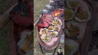 Spicy Steak and Oysters by @OverTheFireCooking #shorts #steak #cooking ##overthefirecooking