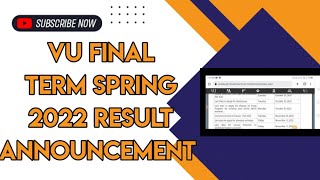 Vu Final Term Spring 2022 Result Announcement Date