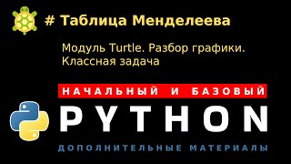 Таблица Менделеева (Модуль turtle). Дополнительная  задача. Разбор, комментарии, код.