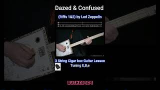 Led Zeppelin - Dazed And Confused Riff 1 & 2 "No Chat"  3 string Cigar Box Guitar Lesson w Tab