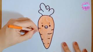 🥕 CÓMO DIBUJAR UNA ZANAHORIA KAWAII 🥕