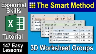 6-7: Select Multiple Worksheets to Create Excel 3-D Worksheet Groups