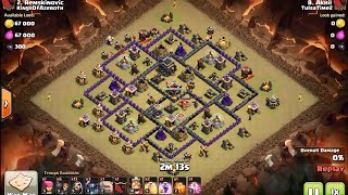 Th8 can easily 2 star a th9 using GoWiPe - clash of clans clan war attack replay