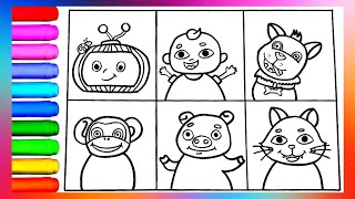 How to draw Cocomelon Baby and Animals 🌱👶🐶🐵🐷😸  | art for kids